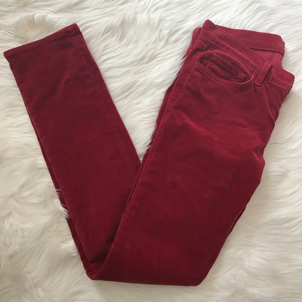 J Brand Black Cherry Pencil Leg Corduroy Sz29